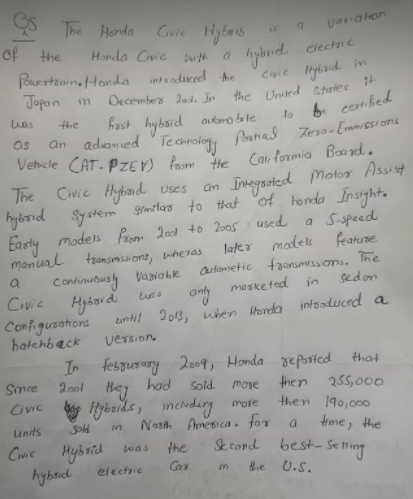 i am stuck in this answer me quickly please The Honda Guie