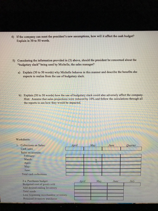 Sales, Inc. Ju May June Sales Cost of Goods sold Gross Margin