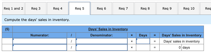 the following: (1) current ratio, (2) acid-test ratio, (3) days' sales uncollected,