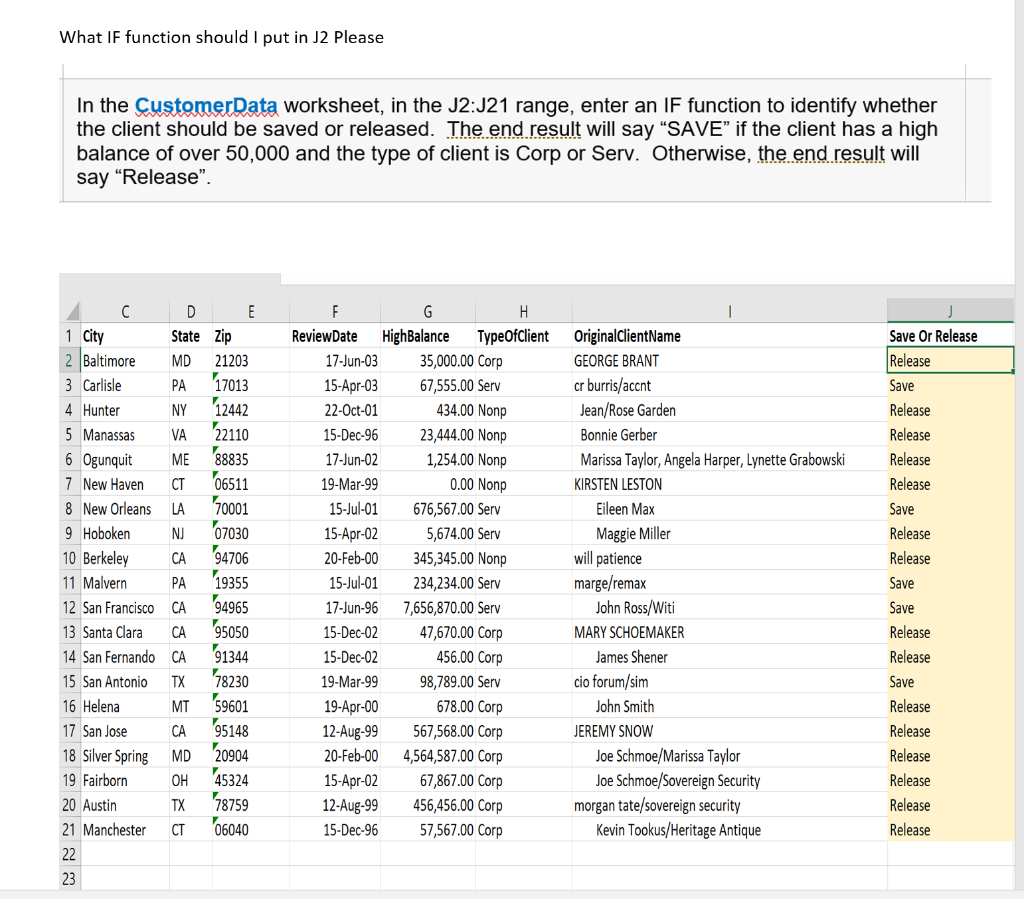 What If function should I put in J2 Please In the