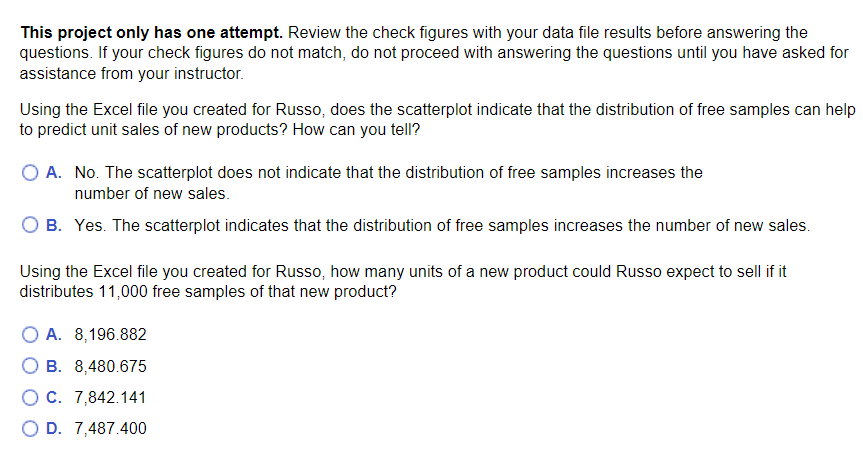Excel file to answer the four multiple choice questions below. (You will