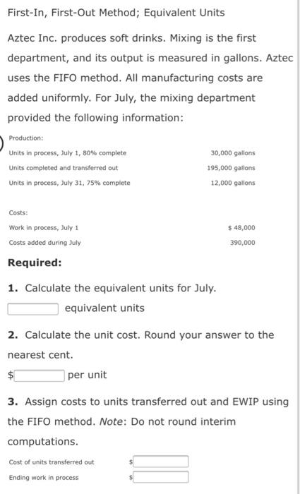 please help, I can't seem to solve this problem! First-In, First-Out Method;