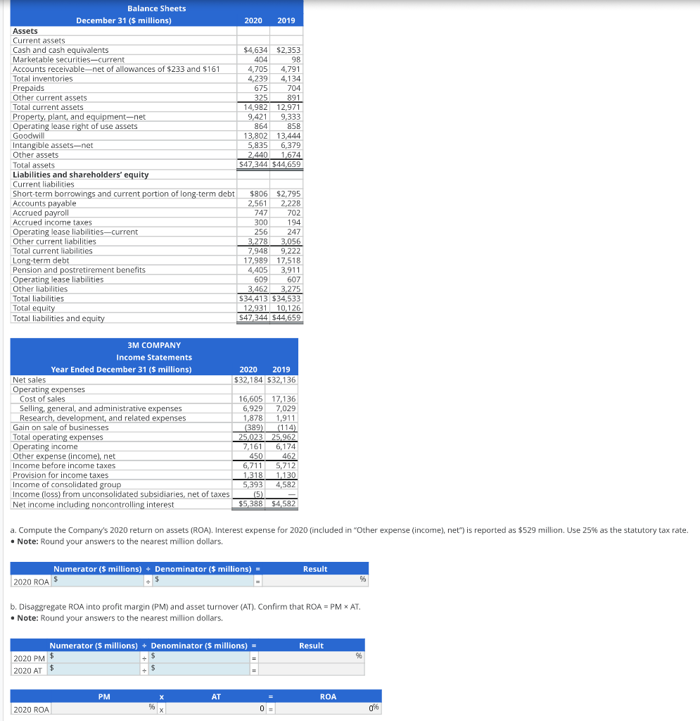 Just answer the bottom portion that's empty a. Compute the Company's 2020