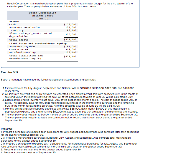 req 1, req2, req3. & req 4 Beech Corporation is a merchandising