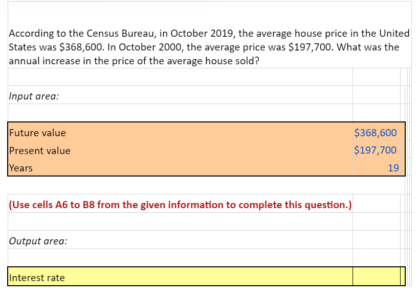 Please answer with excel formula According to the Census Bureau, in October