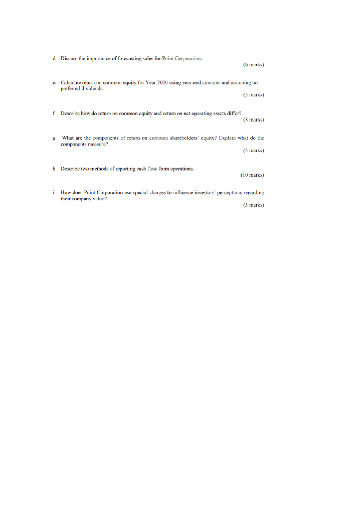 performance of the company. You are given the following Income Statements, Balance