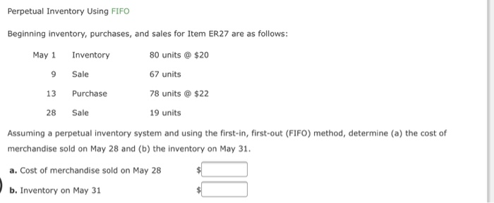  Question 1 Perpetual Inventory Using FIFO Beginning inventory, purchases, and sales