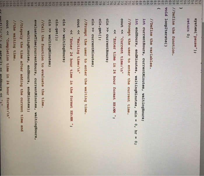 time and a waiting time as two integers for the number of