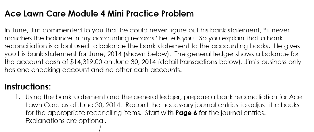 Ace Lawn Care Module 4 Mini Practice Problem In June, Jim
