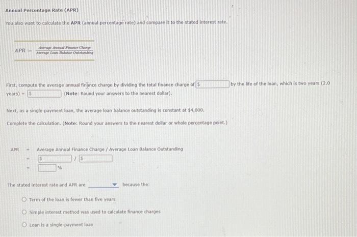 rate of 4%. Complete the following table. (Note: Round your answers to