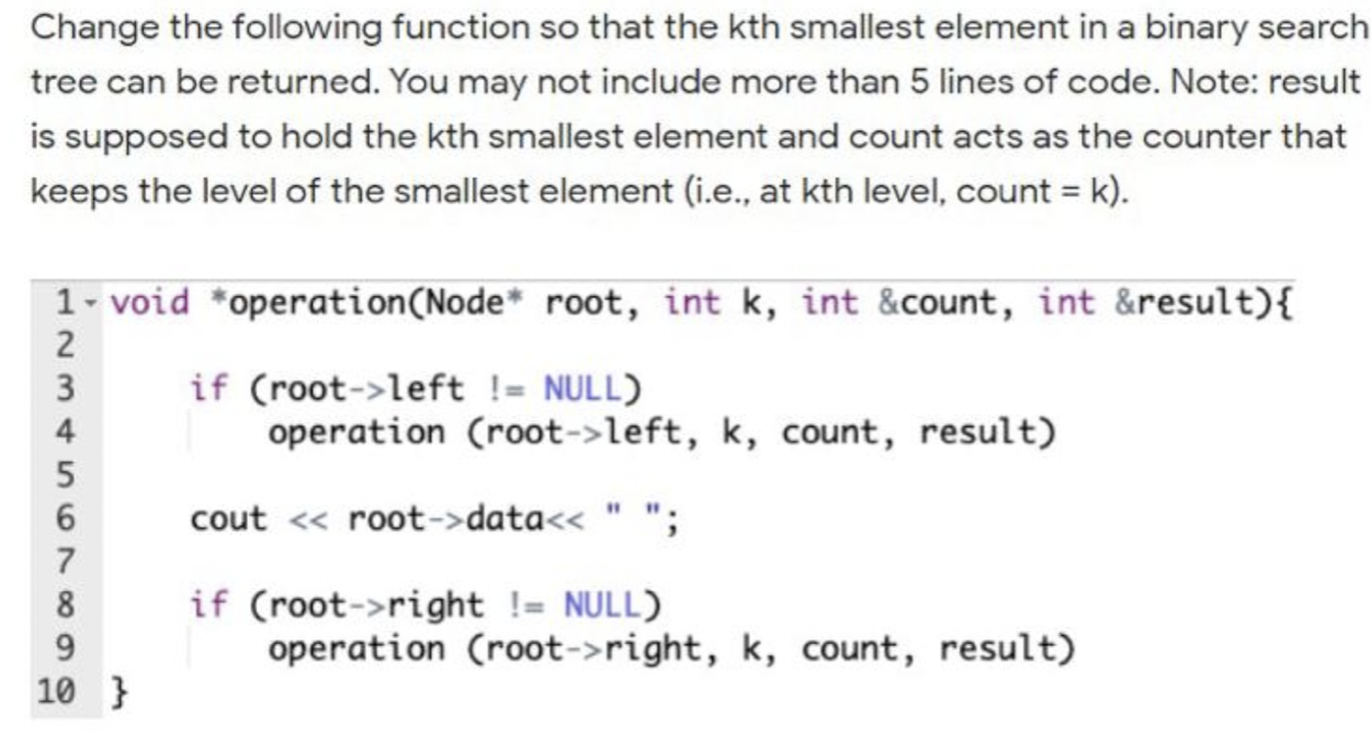 Change the following function so that the kth smallest element in