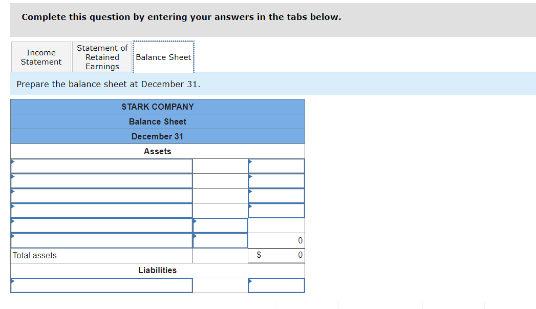 the adjusted accounts for Stark Company to prepare the (1) income statement