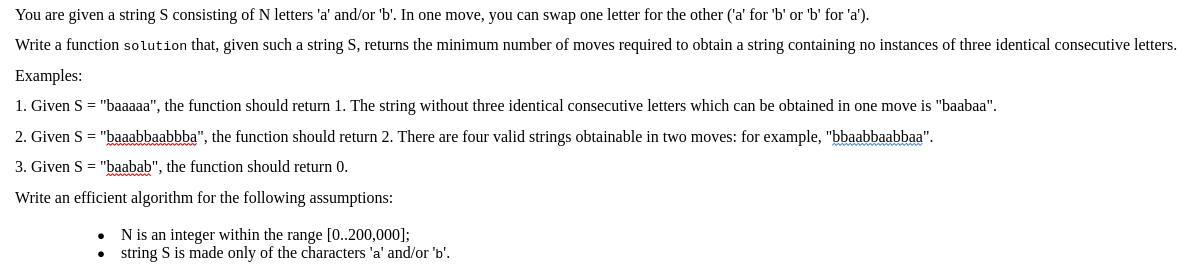  Solve in typescript please You are given a string S consisting