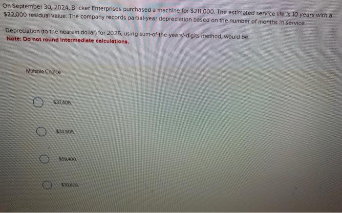 I need help with this question On September 30, 2024. Bricker Enterprises