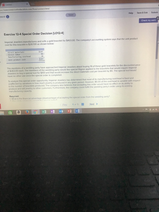  exercise 12-4 special order decision 