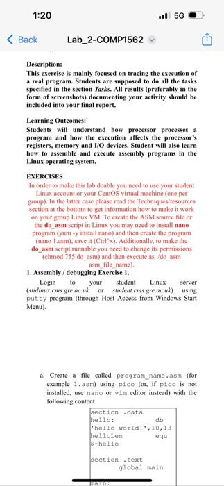  I need an answer for this lab work Description: This exercise