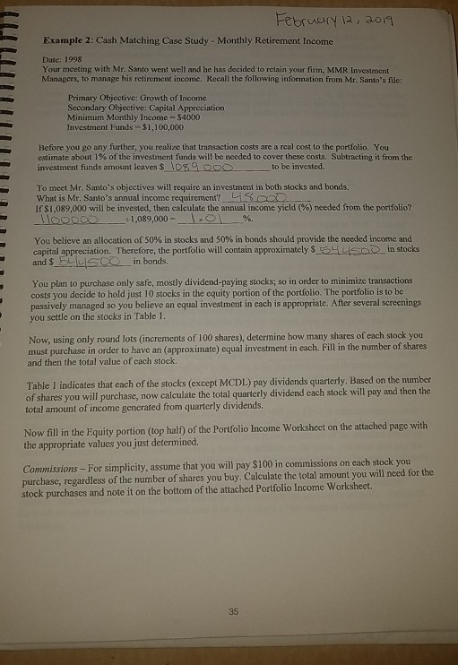  Februury 1a, aom -Example 2: Cash Matching Case Study-Monthly Retirement Income