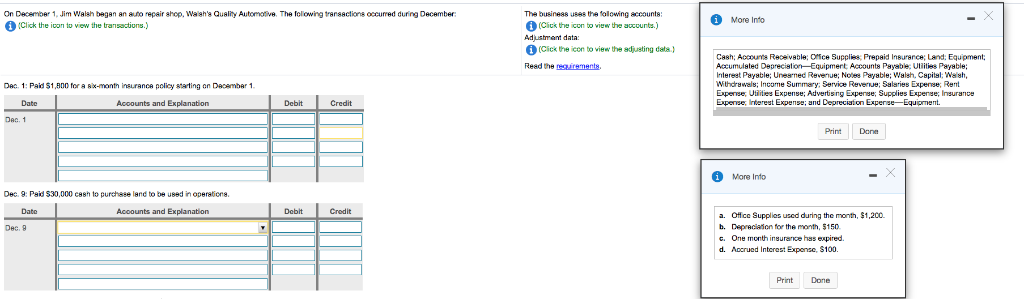 began an auto repair shop, Wash's Quality Automotive. The follawing transactions occurred