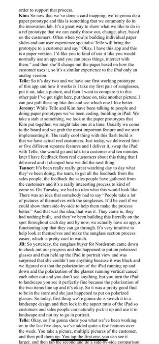 answers is organized and easy to read Nordstrom Innovation Lab Sunglass iPad