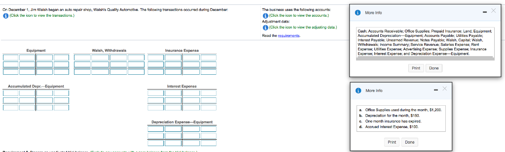 Expense: Insurance Expense; Interest Expense; and Depreaiation Expense Equipment at ine of