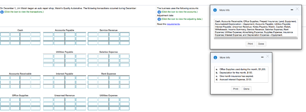 Info Office Supplies used during the month, $1,200. a. Dec. 1: Purchased