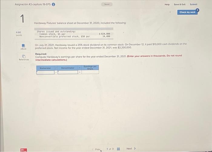  Asignacin #2.capitulo 19.EPS saved Help Save & Exit Submit Check my