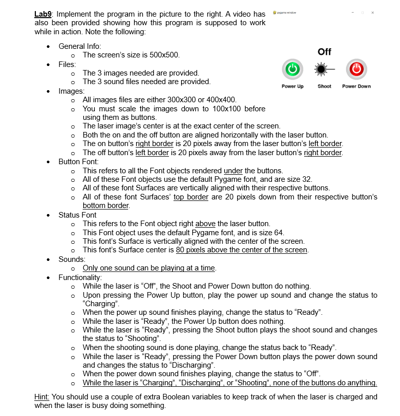  Lab9: Implement the program in the picture to the right. A