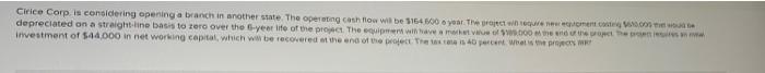  Cirice Corp. is considering opening a branch in another state. The