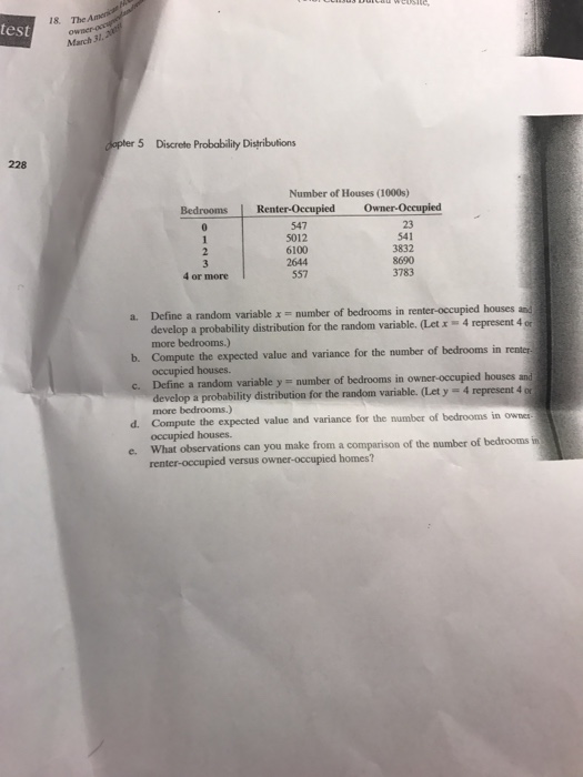  Describe Probability Distributions Define a random variable x = number of
