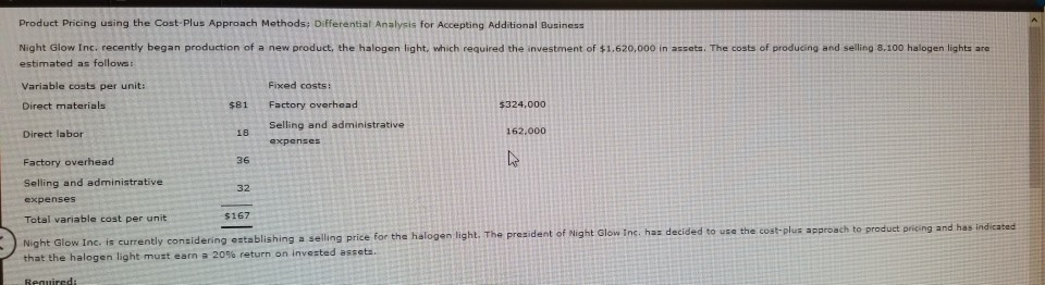  Product Pricing using the Cost-Plus Approach Methods: Differential Analysis for Accepting