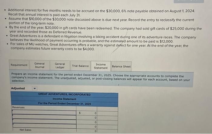  Additional interest for five months needs to be accrued on the