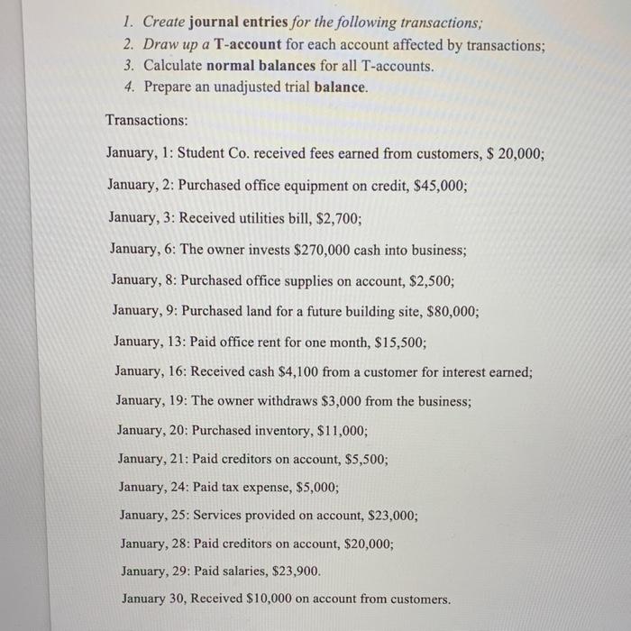  Task: 1. Create journal entries for the following transactions; 2. Draw