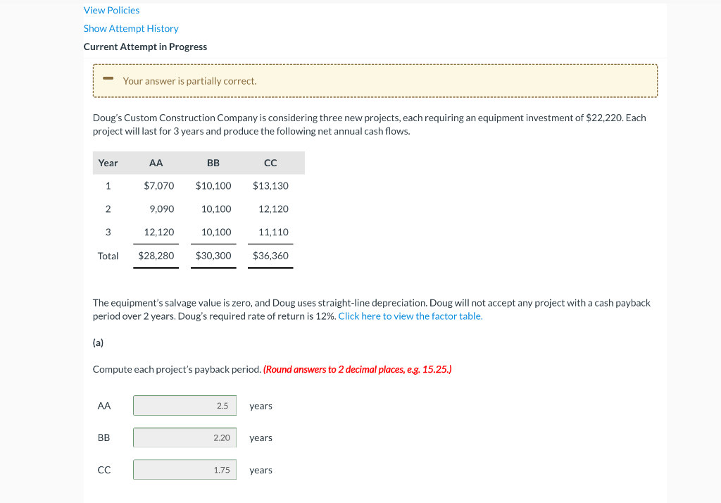 View Policies Show Attempt History Current Attempt in Progress Your answer