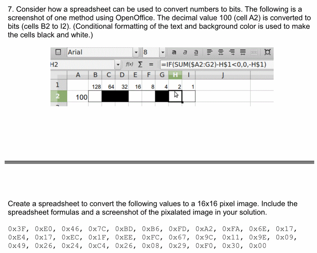 7. Consider how a spreadsheet can be used to convert numbers