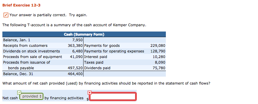  Brief Exercise 12-3 Your answer is partially correct. Try again The