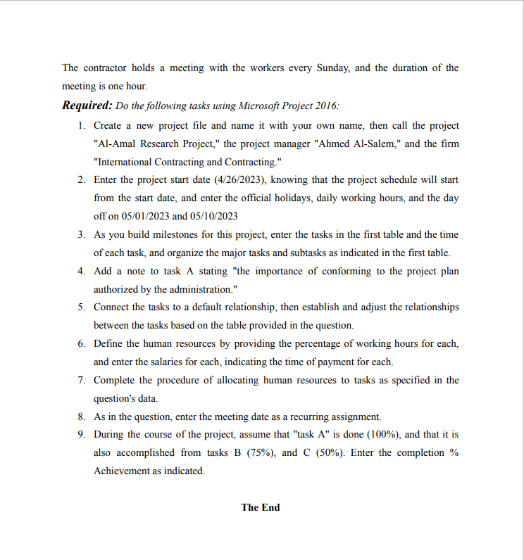 your triple name. A project's work breakdown structure is illustrated below. It