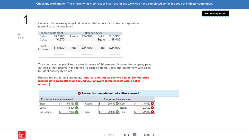 Check my work mode : This shows what is correct or