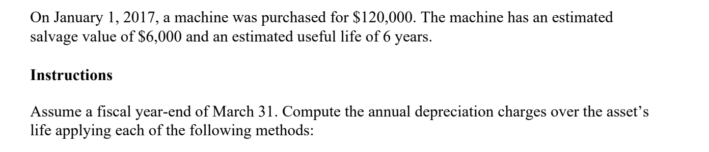 Calculate for Sum-Of-The-Year's-Digits Method On January 1, 2017, a machine was purchased