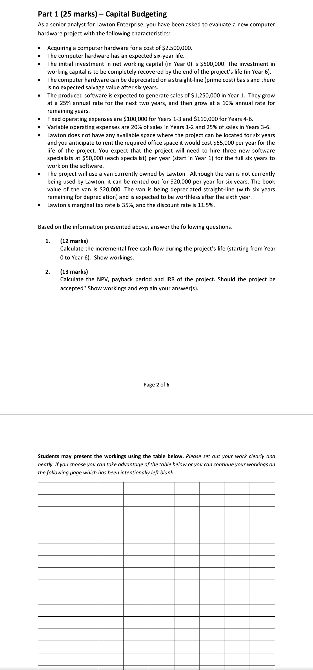 please i need answer urgently with all workings and formula sheet. This