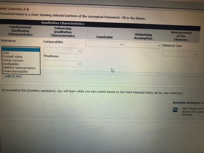  Brief Exercise 2-8 Presented below is a chart showing selected portions