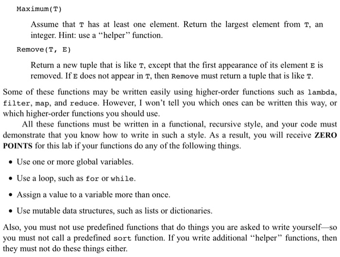 function that sorts a tuple of integers using the techniques of functional