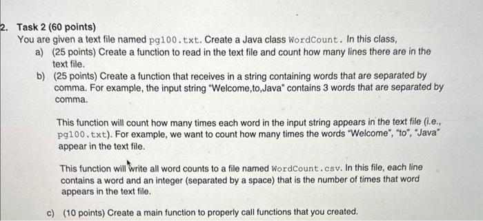 please help in Java Task 2 (60 points) You are given a