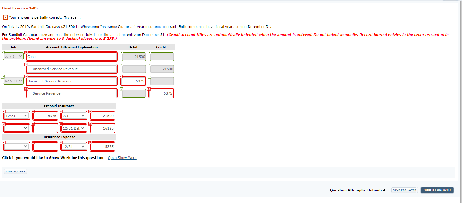 Brief Exercise 3-05 Your answer is partially correct. Try again. On