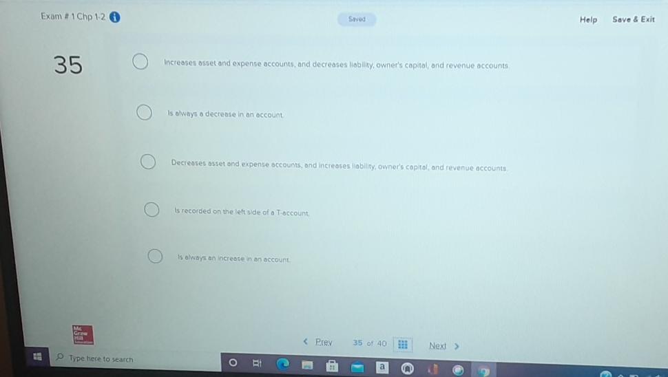 accounts, and decreases liability, owner's capital, and revenue accounts. Is always a