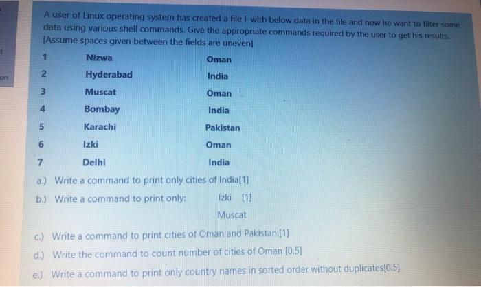  A user of Linux operating system has created a file F