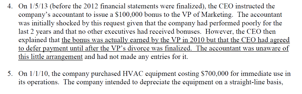 issue within each one. For each of the six errors, determine the: