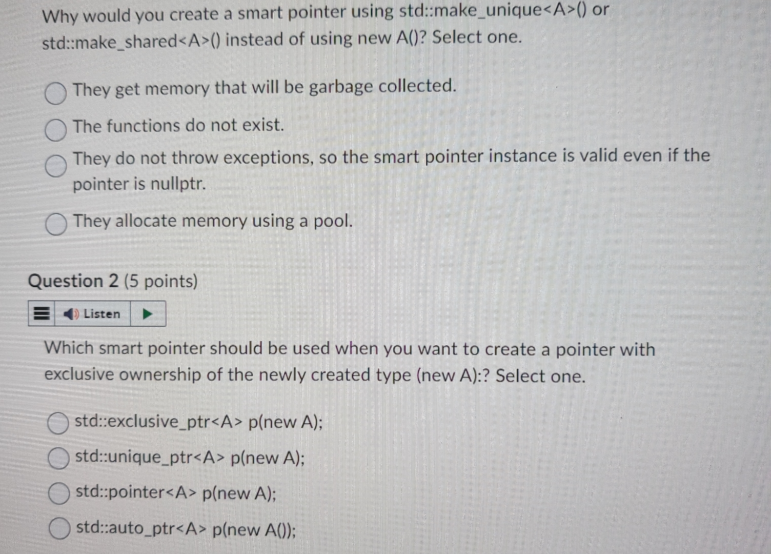  Why would you create a smart pointer using std::make_unique >Ap(newA) Why