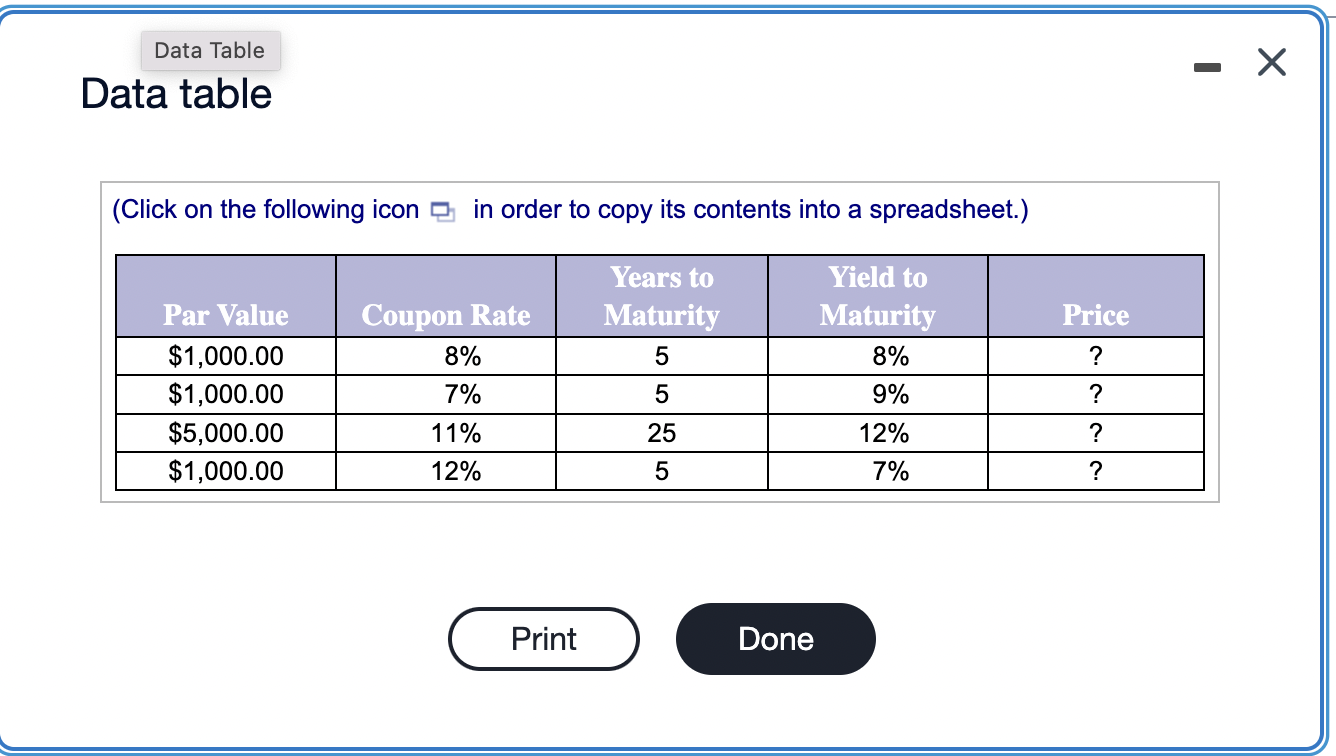  Data Table Data table (Click on the following icon in order