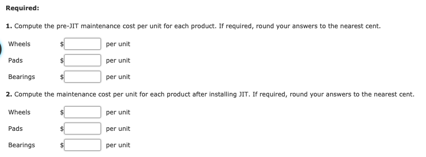 system, Barker Company, a producer of automobile parts, used maintenance hours to