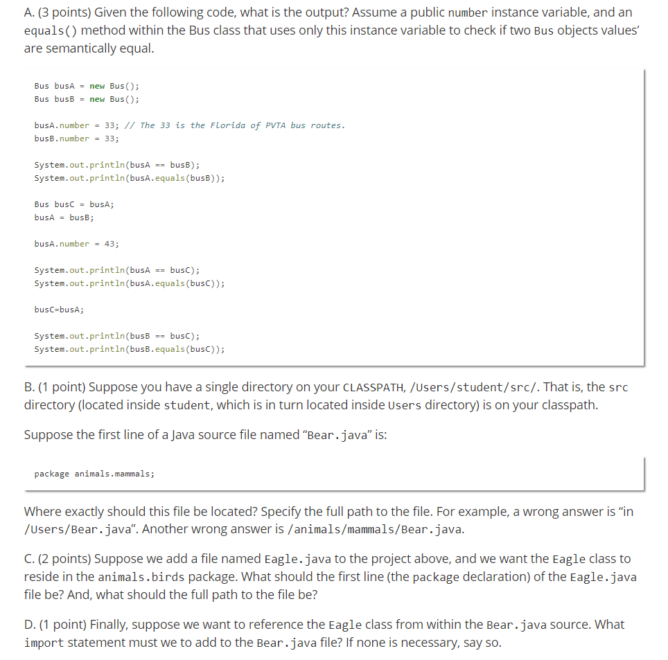 Could I please have help with A, B, C, and D?